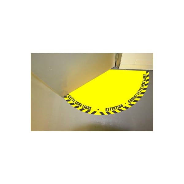 Ergomat DuraStripe Half 90 Door Swing Sign, Black on Yellow, 34in x 34in 0656-UEN - main